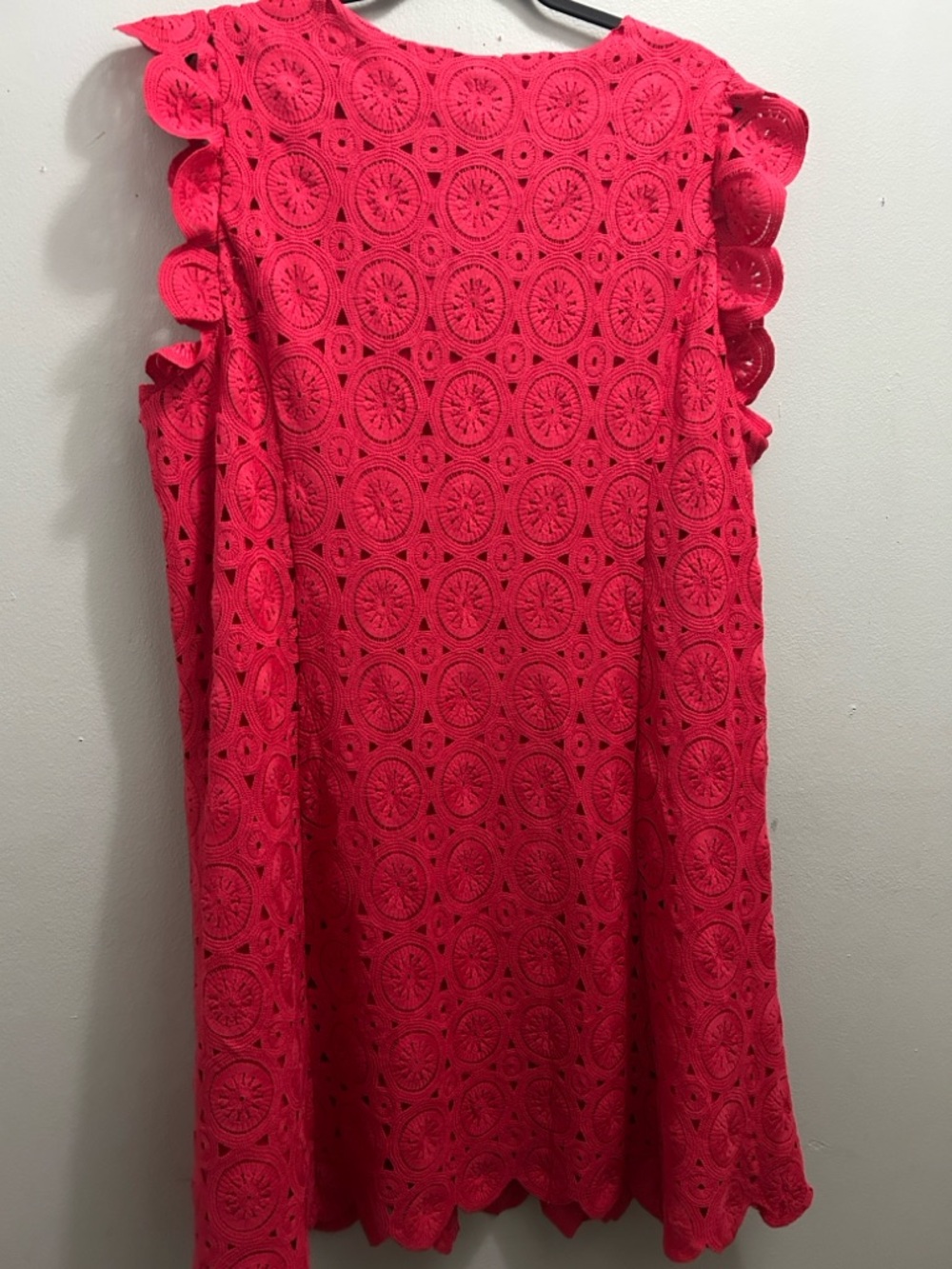 Skies Are Blue Hot Pink Eyelet Lace V-Neck Dress - Picture 3 of 6